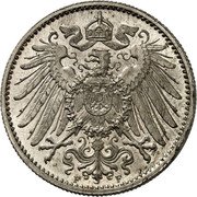 Germany 1 Mark (Wilhelm II Type 2. Small Shield. Pattern) F F coin obverse Germany 1 Mark (Wilhelm II Type 2. Small Shield. Pattern) F F coin obverse