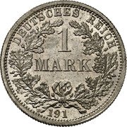 Germany 1 Mark (Wilhelm II Type 2. Small Shield. Pattern) DEUTSCHES REICH 1 MARK 191 coin reverse Germany 1 Mark (Wilhelm II Type 2. Small Shield. Pattern) DEUTSCHES REICH 1 MARK 191 coin reverse