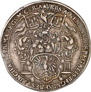 Germany 1 Thaler (Ferdinand III) KM# 53 VRBS AQVENSIS VRBS REGALIS REGNIS SEDES PRINCIPALIS PRIMA REGIM CVRIA coin obverse Germany 1 Thaler (Ferdinand III) KM# 53 VRBS AQVENSIS VRBS REGALIS REGNIS SEDES PRINCIPALIS PRIMA REGIM CVRIA coin obverse