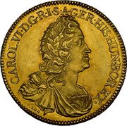 Germany 12 Ducats (Charles VI) CAROL VI DG R I S A GER HIS HUN BO REX. V. LON coin reverse