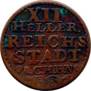 Germany 12 Heller (Large Eagle) KM# 51.1 XII HELLER REICHS STADT ACHEN coin reverse