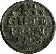 Germany 4-1/2 Pfennig Rudolph August and Anthony Ulrich 1703  4 1/2 GUTE PFEN 1703 coin reverse