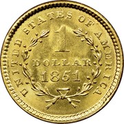 USA Dollar Liberty Head - Type 1 1851 KM# 73 UNITED STATES OF AMERICA 1 DOLLAR coin reverse