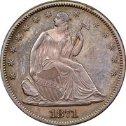 USA Half Dol. Seated Liberty 1871 KM# 99 LIBERTY coin obverse USA Half Dol. Seated Liberty 1871 KM# 99 LIBERTY coin obverse