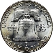USA Half Dollar Franklin 1949 KM# 199 UNITED STATES OF AMERICA HALF DOLLAR ∙ E ∙ PLURIBUS UNUM coin reverse USA Half Dollar Franklin 1949 KM# 199 UNITED STATES OF AMERICA HALF DOLLAR ∙ E ∙ PLURIBUS UNUM coin reverse