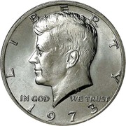 USA Half Dollar Kennedy 1973 KM# 202b LIBERTY IN GOD WE TRUST coin obverse USA Half Dollar Kennedy 1973 KM# 202b LIBERTY IN GOD WE TRUST coin obverse