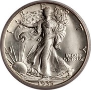 USA Half Dollar Walking Liberty 1935 D KM# 142 LIBERTY IN GOD WE TRUST coin obverse