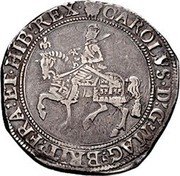 UK 1/2 Crown Charles I Knight (1625-1649) Tower KM# 116.2 CAROLVS D G MAG BRIT FRA ET HIB REX coin obverse UK 1/2 Crown Charles I Knight (1625-1649) Tower KM# 116.2 CAROLVS D G MAG BRIT FRA ET HIB REX coin obverse