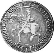 UK 1/2 Crown Charles I (1638-1639) Second Milled Briot Issue. KM# 197 CAROLVS D G MAGN BRITANN FR ET HIB REX coin obverse UK 1/2 Crown Charles I (1638-1639) Second Milled Briot Issue. KM# 197 CAROLVS D G MAGN BRITANN FR ET HIB REX coin obverse