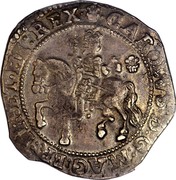 UK 1/2 Crown Charles I 1644 BR KM# 214.20 ∙CAROLVS∙D:G:MAG:BR:FR:ET:HIB:REX∙ coin obverse