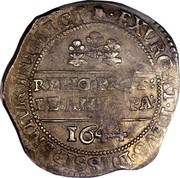 UK 1/2 Crown Charles I 1644 Bristol KM# 214.23 ∙EXVRGAT∙DEVS∙DISSIPENTVR∙INIMICI∙ RELIG:PRO:LE:AN:LI:PA: 1644 coin reverse