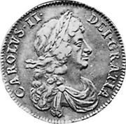 UK 1/2 Crown Charles II 1666/4 KM# 428.2 CAROLVS∙II∙ DEI∙GRATIA coin obverse