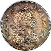 UK 1/2 Crown Charles II (3rd portrait) 1672 KM# 428.5 CAROLVS∙II∙ DEI∙GRATIA coin obverse UK 1/2 Crown Charles II (3rd portrait) 1672 KM# 428.5 CAROLVS∙II∙ DEI∙GRATIA coin obverse