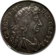 UK 1/2 Crown Charles II (4th portrait) 1676 KM# 438.1 CAROLVS∙II∙ DEI∙GRATIA coin obverse UK 1/2 Crown Charles II (4th portrait) 1676 KM# 438.1 CAROLVS∙II∙ DEI∙GRATIA coin obverse