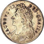 UK 1/2 Crown James II 1686 KM# 452 IACOBVS∙II∙ DEI∙GRATIA coin obverse UK 1/2 Crown James II 1686 KM# 452 IACOBVS∙II∙ DEI∙GRATIA coin obverse