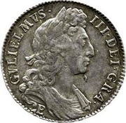 UK 1/2 Crown William III 1696 E KM# 491.4 GVLIELMVS ∙ III ∙ DEI ∙ GRA ∙ E coin obverse UK 1/2 Crown William III 1696 E KM# 491.4 GVLIELMVS ∙ III ∙ DEI ∙ GRA ∙ E coin obverse