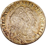 UK 1/2 Crown William & Mary 1693 3 over inverted 3 KM# 477 GVLIELMVS ET MARIA DEI GRATIA coin obverse