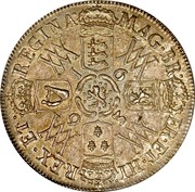 UK 1/2 Crown William & Mary 1693 3 over inverted 3 KM# 477 MAG BR FR ET HI REX ET REGINA 1 6 9 3 WM WM WM WM coin reverse