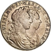 UK 1/2 Crown William & Mary (1st busts) 1689 KM# 472.1 GVLIELMVS∙ET∙MARIA∙DEI∙GRATIA coin obverse UK 1/2 Crown William & Mary (1st busts) 1689 KM# 472.1 GVLIELMVS∙ET∙MARIA∙DEI∙GRATIA coin obverse