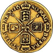 UK 1/2 Guinea 1680 KM# 439.2 Guinea coins MAG∙BR∙FRA∙ET∙HIB∙REX coin reverse UK 1/2 Guinea 1680 KM# 439.2 Guinea coins MAG∙BR∙FRA∙ET∙HIB∙REX coin reverse