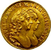 UK 1/2 Guinea William and Mary 1692 KM# 476.2 GVLIELMVS∙ET∙MARIA∙DEI∙GRATIA∙ coin obverse