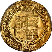 UK 1/2 Laurel James I 4th bust ND (1619-25) Mint mark: Rose. KM# 71 HENRICVS ROSAS REGNA IACOBVS coin reverse UK 1/2 Laurel James I 4th bust ND (1619-25) Mint mark: Rose. KM# 71 HENRICVS ROSAS REGNA IACOBVS coin reverse
