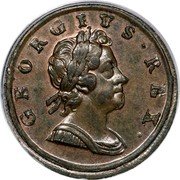 UK 1/2 Penny George I 1717 “Dump” issue. KM# 549 GEORGIVS ∙ REX ∙ coin obverse