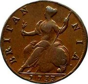 UK 1/2 Penny George II 1733 KM# 566 BRITAN NIA ∙ coin reverse UK 1/2 Penny George II 1733 KM# 566 BRITAN NIA ∙ coin reverse