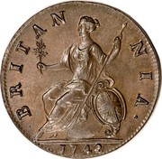 UK 1/2 Penny George II 1742 KM# 579.1 BRITAN NIA ∙ coin reverse UK 1/2 Penny George II 1742 KM# 579.1 BRITAN NIA ∙ coin reverse