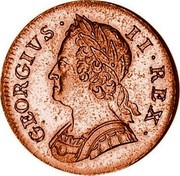 UK 1/2 Penny George II 1749 KM# 579.2 GEORGIVS ∙ - II ∙ REX ∙ coin obverse UK 1/2 Penny George II 1749 KM# 579.2 GEORGIVS ∙ - II ∙ REX ∙ coin obverse