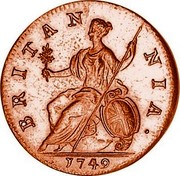 UK 1/2 Penny George II 1749 KM# 579.2 BRITAN NIA ∙ coin reverse UK 1/2 Penny George II 1749 KM# 579.2 BRITAN NIA ∙ coin reverse