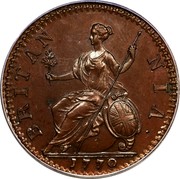 UK 1/2 Penny George III 1770 KM# 601 BRITAN NIA ∙ coin reverse