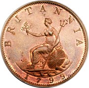 UK 1/2 Penny George III 1799 Proof KM# 647 BRITANNIA coin reverse UK 1/2 Penny George III 1799 Proof KM# 647 BRITANNIA coin reverse