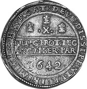 UK 1/2 Pound Charles I 1642 Shrewsbury KM# 235.4 :EXVRGAT:DEVS:DISSIPENTVR:INIMICI:∙ ∙X∙ RELIG:PROT:LEG:ANG:LIBER:PAR 1642 coin reverse UK 1/2 Pound Charles I 1642 Shrewsbury KM# 235.4 :EXVRGAT:DEVS:DISSIPENTVR:INIMICI:∙ ∙X∙ RELIG:PROT:LEG:ANG:LIBER:PAR 1642 coin reverse