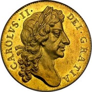 UK 2 Guineas Charles II 1676 KM# 443.1 CAROLVS∙II∙ DEI∙GRATIA coin obverse UK 2 Guineas Charles II 1676 KM# 443.1 CAROLVS∙II∙ DEI∙GRATIA coin obverse