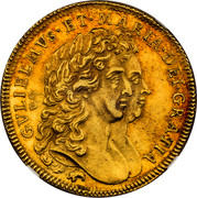 UK 2 Guineas William and Mary 1694/3 KM# 482.2 GVLIELMVS ET MARIA DEI GRATIA coin obverse