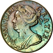 UK 2 Pence Anne 1710 KM# 513 ANNA DEI - GRATIA coin obverse UK 2 Pence Anne 1710 KM# 513 ANNA DEI - GRATIA coin obverse