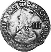 UK 3 Pence Charles I (1625-1649) Aberystwyth KM# 88 ∙CAROLVS∙D:G:MAD:BR:FR:ET∙HIB:REX∙ III coin obverse
