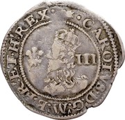 UK 3 Pence Charles I ND Aberystwyth Varieties exist. KM# 87 ∙CAROLVS∙D:G:M:B:FR:ET∙H:REX∙ III coin obverse UK 3 Pence Charles I ND Aberystwyth Varieties exist. KM# 87 ∙CAROLVS∙D:G:M:B:FR:ET∙H:REX∙ III coin obverse