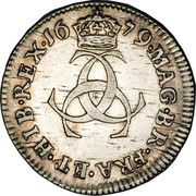 UK 3 Pence Charles II 1679 KM# 433 MAG∙BR∙FRA∙ET∙HIB∙REX∙*YEAR*∙ CCC coin reverse