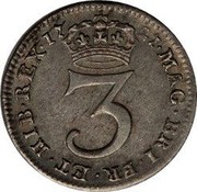 UK 3 Pence George I 1727 KM# 551 *YEAR*∙MAG∙BRI∙FR∙ET∙HIB∙REX∙ 3 coin reverse UK 3 Pence George I 1727 KM# 551 *YEAR*∙MAG∙BRI∙FR∙ET∙HIB∙REX∙ 3 coin reverse