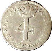 UK 4 Pence Groat 1780 KM# 596.1 MAG ∙ BRI ∙ FR ∙ ET ∙ HIB ∙ REX ∙ coin reverse UK 4 Pence Groat 1780 KM# 596.1 MAG ∙ BRI ∙ FR ∙ ET ∙ HIB ∙ REX ∙ coin reverse
