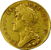 UK 5 Guineas James II 1687 KM# 460.2 IACOBVS∙II∙ DEI∙GRATIA coin obverse UK 5 Guineas James II 1687 KM# 460.2 IACOBVS∙II∙ DEI∙GRATIA coin obverse