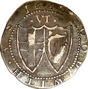 UK 6 Pence Commonwealth of England Anchor mintmark 1658 KM# 389.2 GOD WITH VS 1660 VI coin reverse