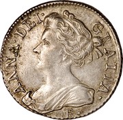 UK 6 Pence Anne E and star 1708 KM# 530.1 ANNA∙DEI∙ GRATIA∙ E★ coin obverse UK 6 Pence Anne E and star 1708 KM# 530.1 ANNA∙DEI∙ GRATIA∙ E★ coin obverse
