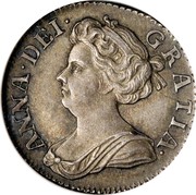 UK 6 Pence Anne No E below 1707 KM# 522.1 ANNA∙DEI∙ GRATIA∙ coin obverse UK 6 Pence Anne No E below 1707 KM# 522.1 ANNA∙DEI∙ GRATIA∙ coin obverse