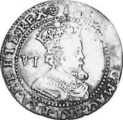 UK 6 Pence (Charles I) KM# 93 IACOBVS∙D:G:MAG:BRI:FRA:ET HIB:REX∙ VI coin obverse UK 6 Pence (Charles I) KM# 93 IACOBVS∙D:G:MAG:BRI:FRA:ET HIB:REX∙ VI coin obverse