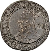 UK 6 Pence Charles II (1660) KM# 404 CAROLVS II D∙G∙MAG:BRI:FRA:ET∙HIB:REX VI coin obverse