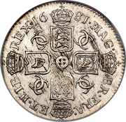 UK 6 Pence Charles II 1681 KM# 441 MAG∙ BR∙FRA∙ ET∙HIB REX ∙*YEAR*∙ CC CC CC CC coin reverse