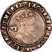 UK 6 Pence James I 1610 KM# 48 IACOBVS D G MAG BRIT FRA ET HI REX VI coin obverse UK 6 Pence James I 1610 KM# 48 IACOBVS D G MAG BRIT FRA ET HI REX VI coin obverse